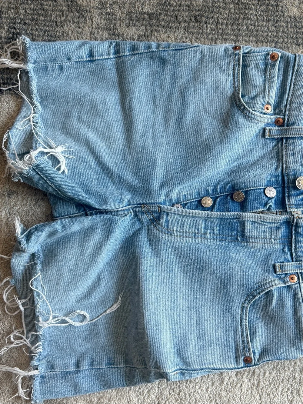 Levi's Light Blue Denim Cutoff Shorts with Frayed Hem - Picture 2 of 2